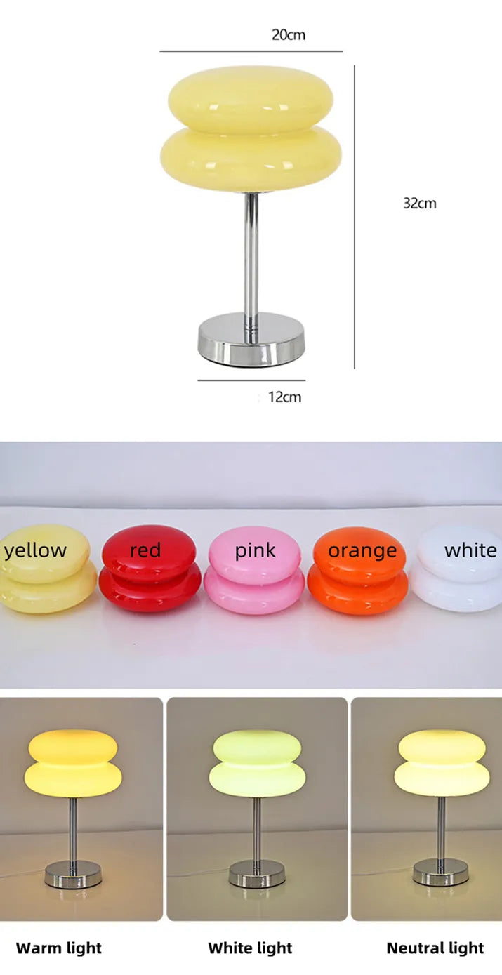 Italian Designer Glass Egg Tart Table Lamp Bedroom Bedside Study Reading Led Night Light Home Decor Atmosphere Stained Desk Lamp