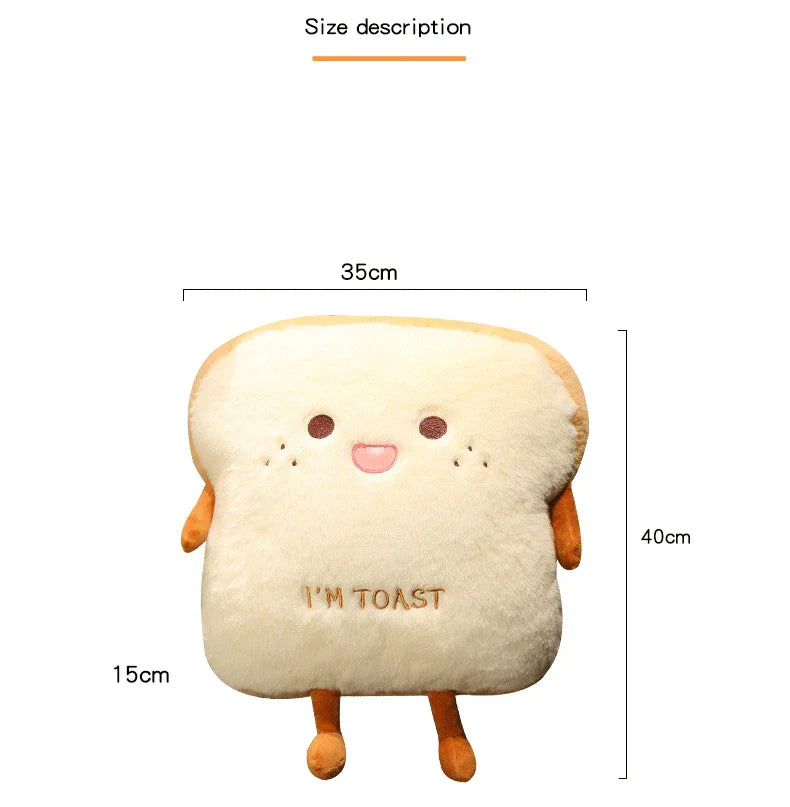 Plush Toast Pillow Cute Bread Stuffed Simulation Food Plushie Soft Warm Hand Pillow Cushion Home Decora Kids Toy Birthday Gift