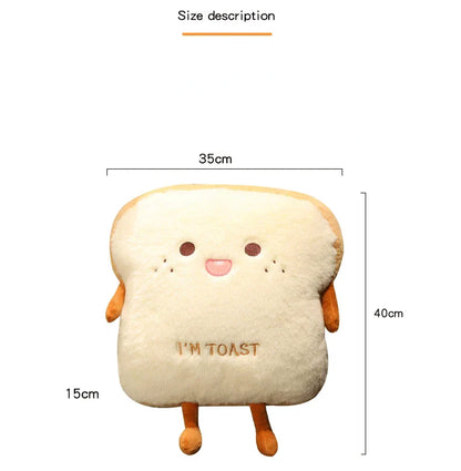 Plush Toast Pillow Cute Bread Stuffed Simulation Food Plushie Soft Warm Hand Pillow Cushion Home Decora Kids Toy Birthday Gift