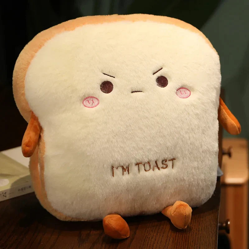 Plush Toast Pillow Cute Bread Stuffed Simulation Food Plushie Soft Warm Hand Pillow Cushion Home Decora Kids Toy Birthday Gift