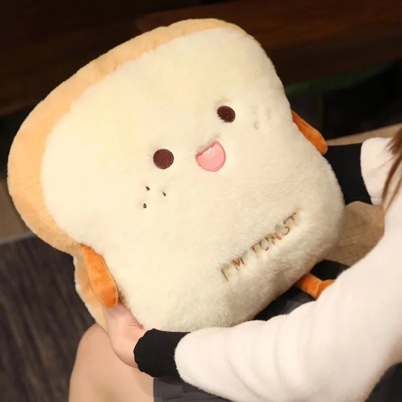 Plush Toast Pillow Cute Bread Stuffed Simulation Food Plushie Soft Warm Hand Pillow Cushion Home Decora Kids Toy Birthday Gift