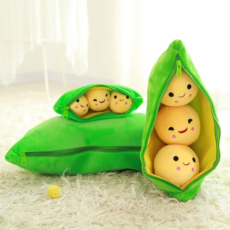 3 Peas In A Pod Plush Toy Soft Cute Stuffed Pea Pod Doll For Children Home Decor Throw Pillow Kids