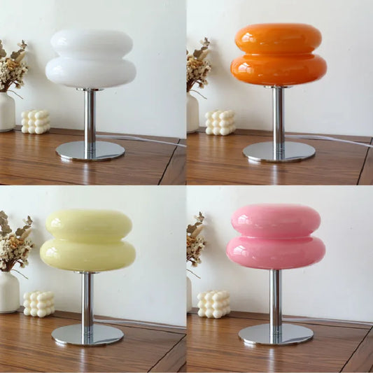 Italian Designer Glass Egg Tart Table Lamp Bedroom Bedside Study Reading Led Night Light Home Decor Atmosphere Stained Desk Lamp